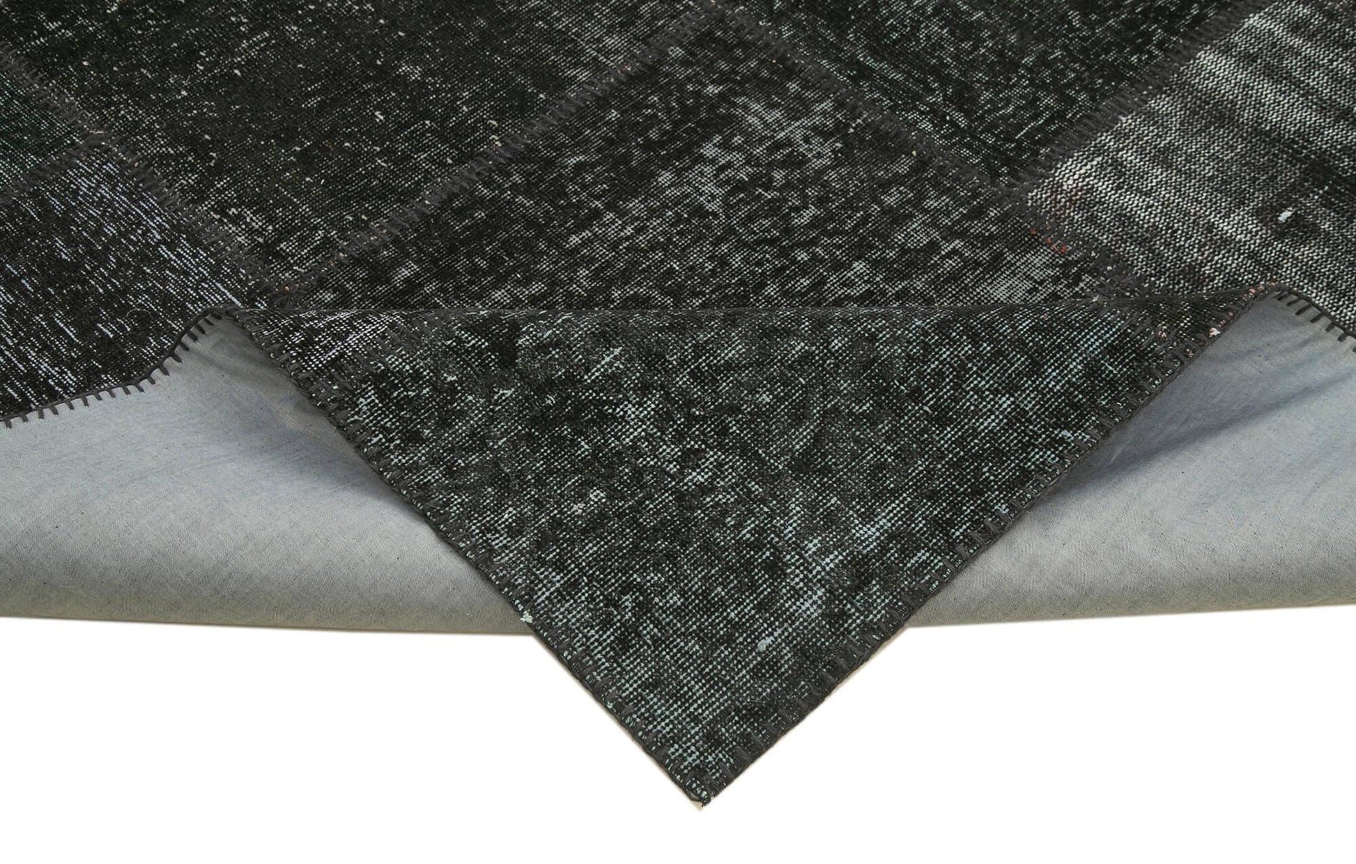 Kırk Yama Siyah Patchwork Pamuk Yün El Dokuma Halısı 250x352 Agacan