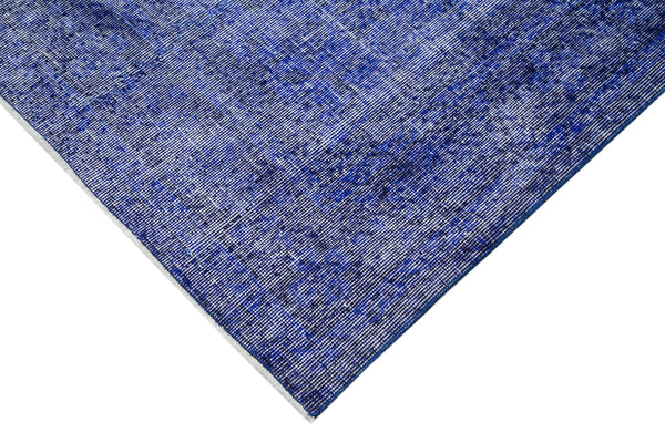 Overdyed Vintage Mavi Eskitme Pamuk Yün El Dokuma Halısı 203x322 Agacan