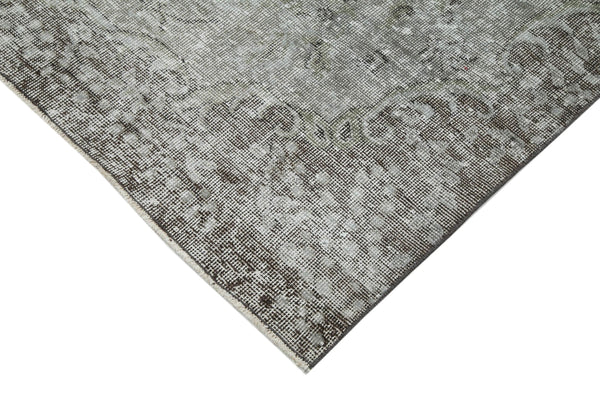 Overdyed Vintage Gri Eskitme Pamuk Yün El Dokuma Halısı 207x316 Agacan