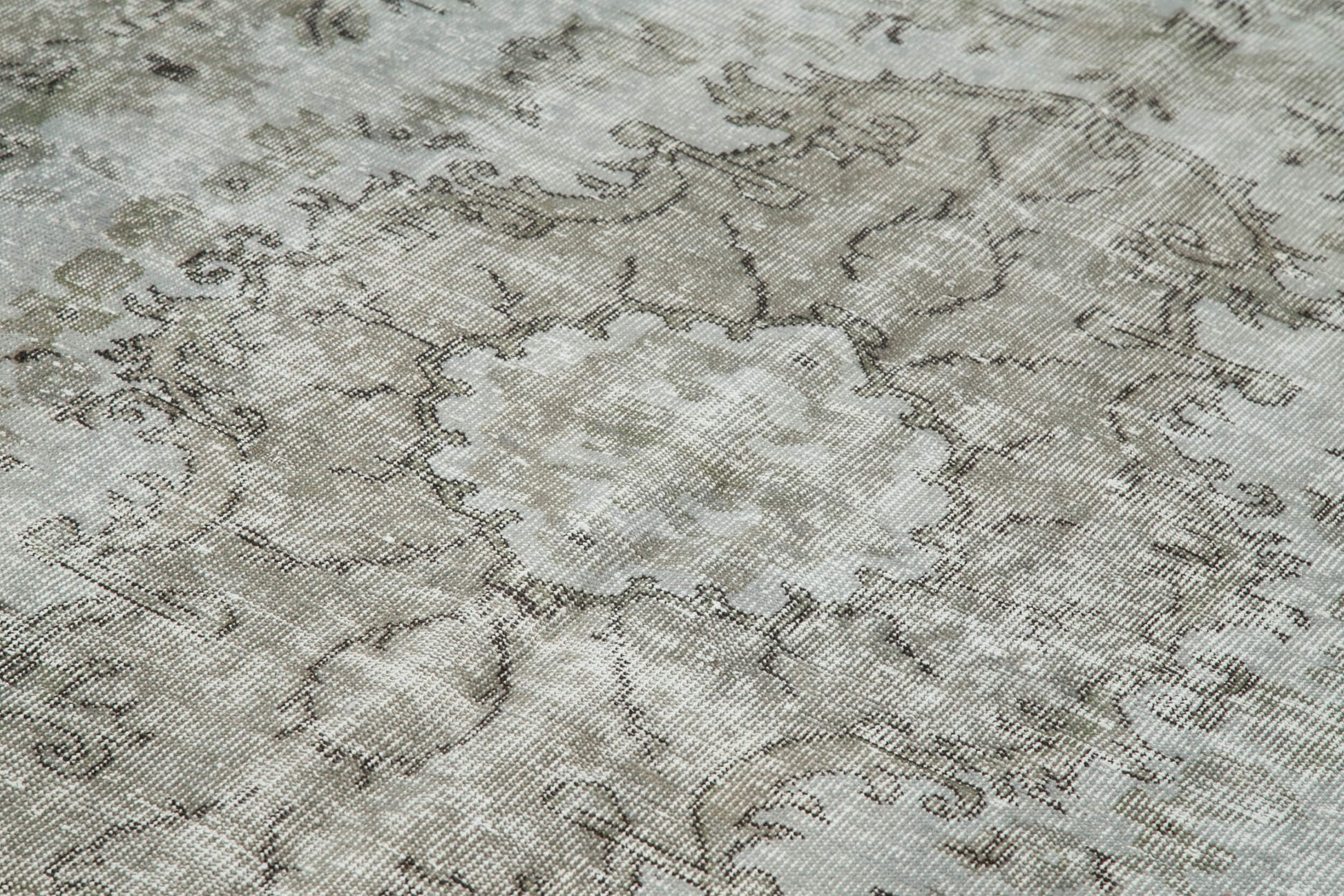 Overdyed Vintage Gri Eskitme Pamuk Yün El Dokuma Halısı 207x316 Agacan