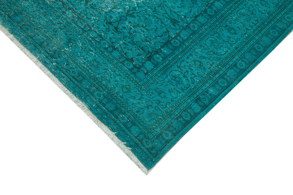 Overdyed Vintage Turkuaz Eskitme Pamuk Yün El Dokuma Halısı 227x350 Agacan