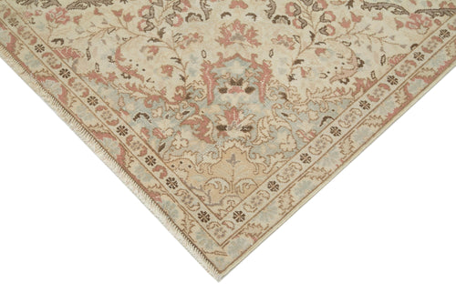 Vintage Bej Eskitme Pamuk Yün El Dokuma Halısı 188x300 Agacan