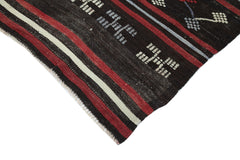 Striped Kilim Kahverengi Çizgili Keçi Tüyü El Dokuma Halısı 200x277 Agacan