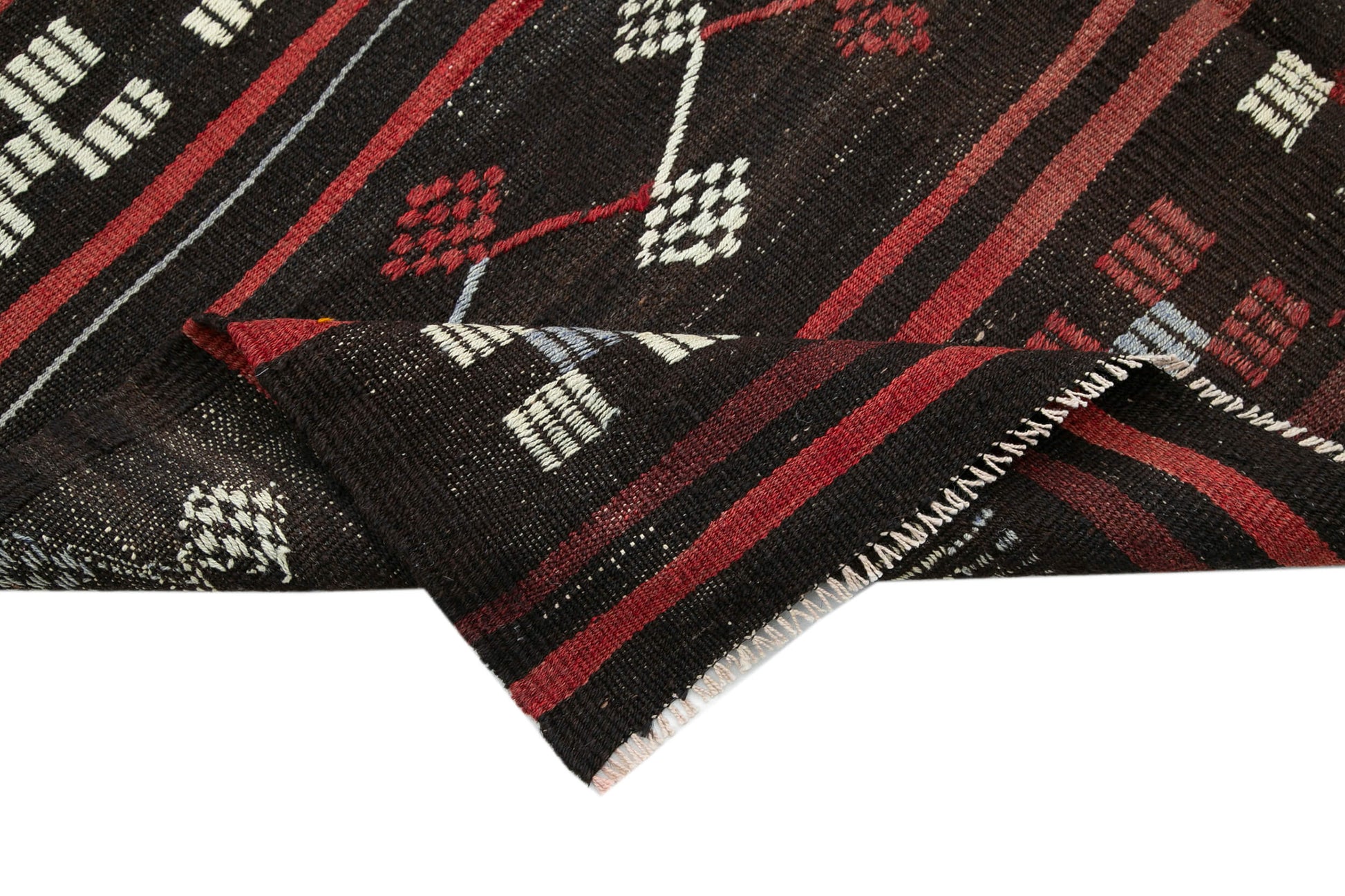 Striped Kilim Kahverengi Çizgili Keçi Tüyü El Dokuma Halısı 200x277 Agacan