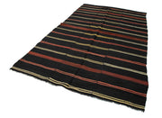 Striped Kilim Kahverengi Çizgili Keçi Tüyü El Dokuma Halısı 184x312 Agacan