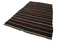 Striped Kilim Kahverengi Çizgili Keçi Tüyü El Dokuma Halısı 184x312 Agacan