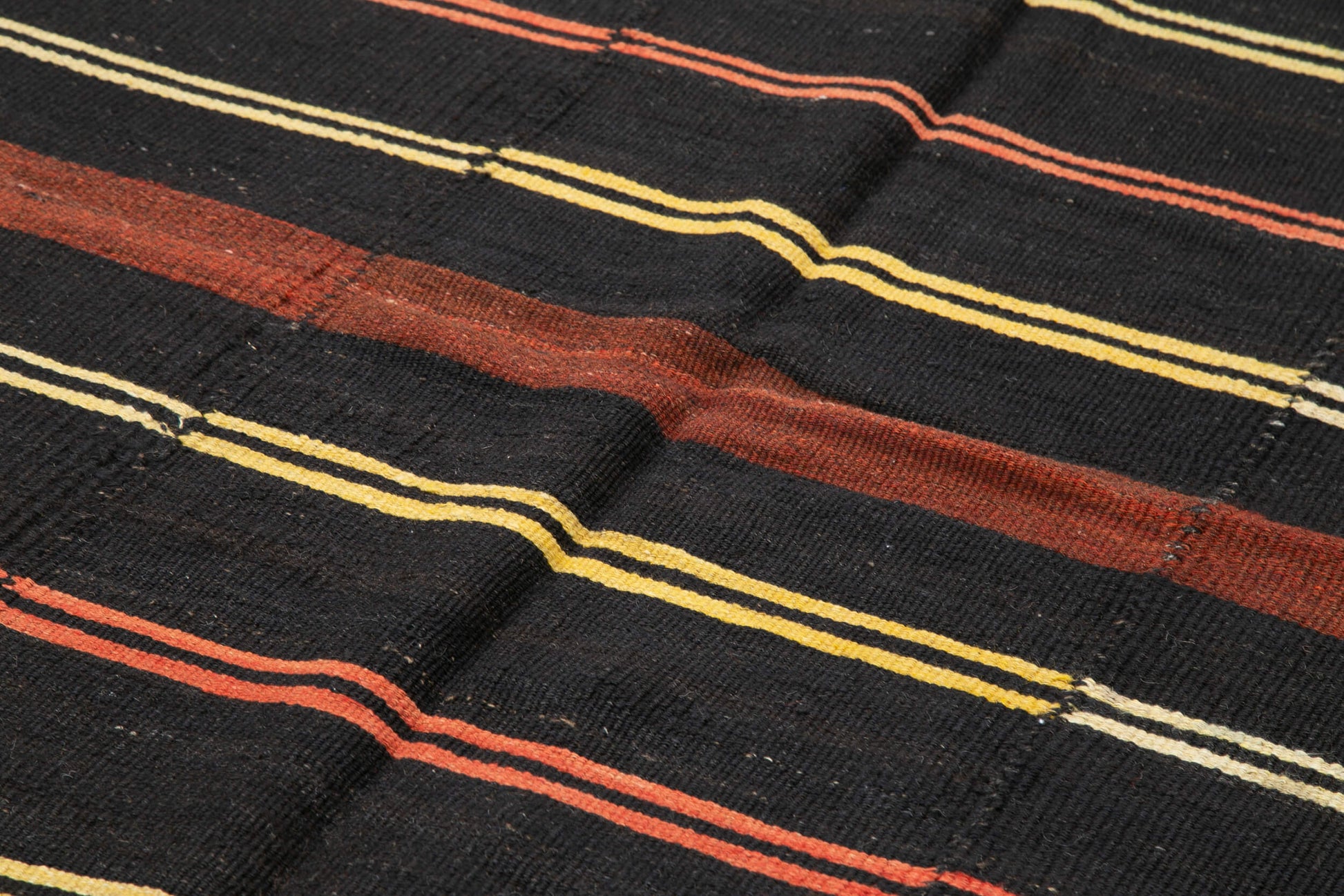 Striped Kilim Kahverengi Çizgili Keçi Tüyü El Dokuma Halısı 184x312 Agacan