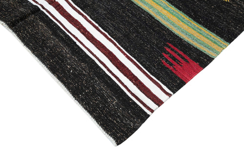 Striped Kilim Kahverengi Çizgili Keçi Tüyü El Dokuma Halısı 170x320 Agacan