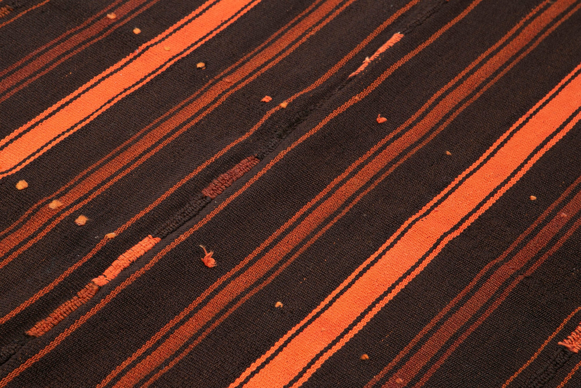 Striped Kilim Siyah Çizgili Keçi Tüyü El Dokuma Halısı 180x222 Agacan