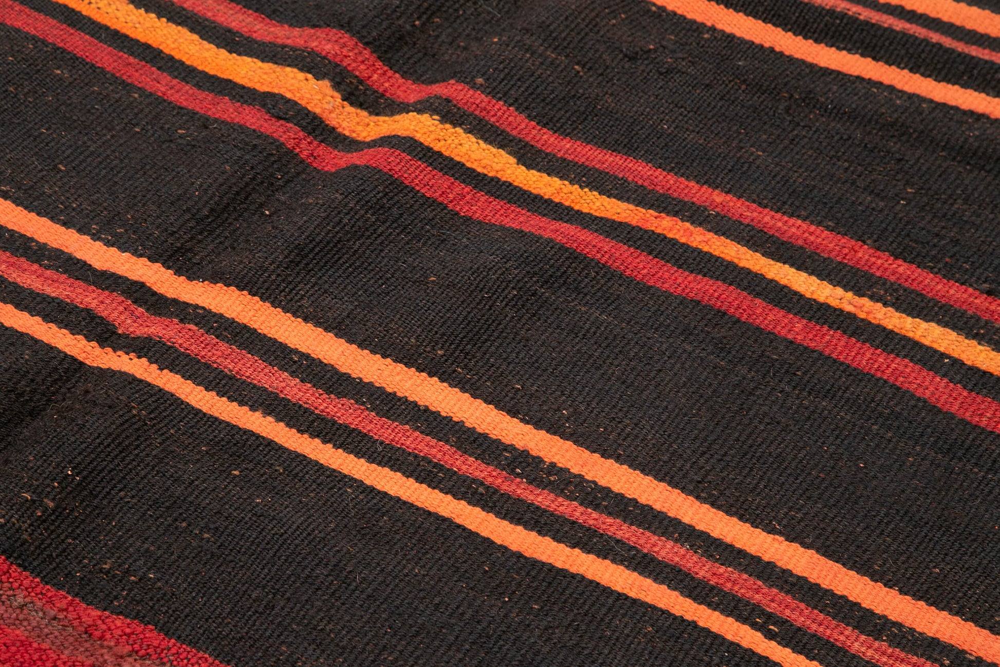 Striped Kilim Siyah Çizgili Keçi Tüyü El Dokuma Halısı 177x304 Agacan