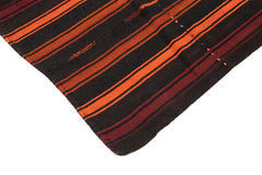 Striped Kilim Siyah Çizgili Keçi Tüyü El Dokuma Halısı 173x226 Agacan