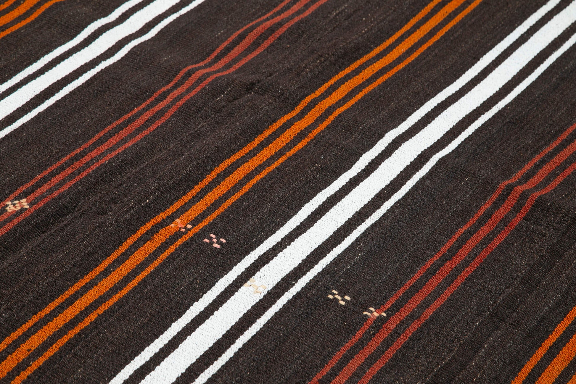 Striped Kilim Kahverengi Çizgili Keçi Tüyü El Dokuma Halısı 215x270 Agacan