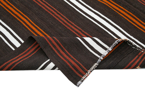 Striped Kilim Kahverengi Çizgili Keçi Tüyü El Dokuma Halısı 215x270 Agacan
