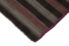 Striped Kilim Kahverengi Çizgili Keçi Tüyü El Dokuma Halısı 179x286 Agacan