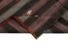 Striped Kilim Kahverengi Çizgili Keçi Tüyü El Dokuma Halısı 179x286 Agacan