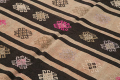 Striped Kilim Kahverengi Çizgili Keçi Tüyü El Dokuma Halısı 183x258 Agacan