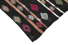 Striped Kilim Kahverengi Çizgili Keçi Tüyü El Dokuma Halısı 160x309 Agacan