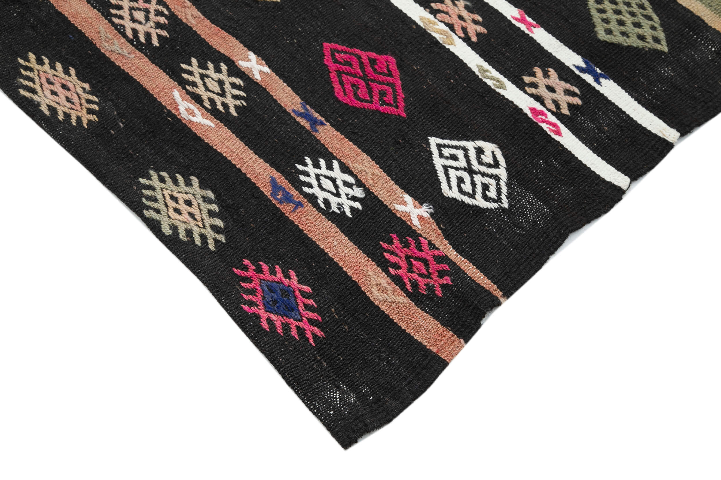 Striped Kilim Kahverengi Çizgili Keçi Tüyü El Dokuma Halısı 160x309 Agacan