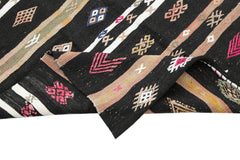 Striped Kilim Kahverengi Çizgili Keçi Tüyü El Dokuma Halısı 160x309 Agacan