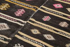 Striped Kilim Kahverengi Çizgili Keçi Tüyü El Dokuma Halısı 192x280 Agacan