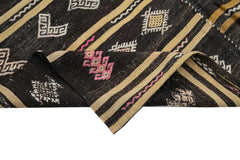 Striped Kilim Kahverengi Çizgili Keçi Tüyü El Dokuma Halısı 192x280 Agacan