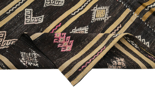 Striped Kilim Kahverengi Çizgili Keçi Tüyü El Dokuma Halısı 192x280 Agacan