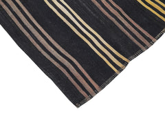 Striped Kilim Kahverengi Çizgili Keçi Tüyü El Dokuma Halısı 198x307 Agacan