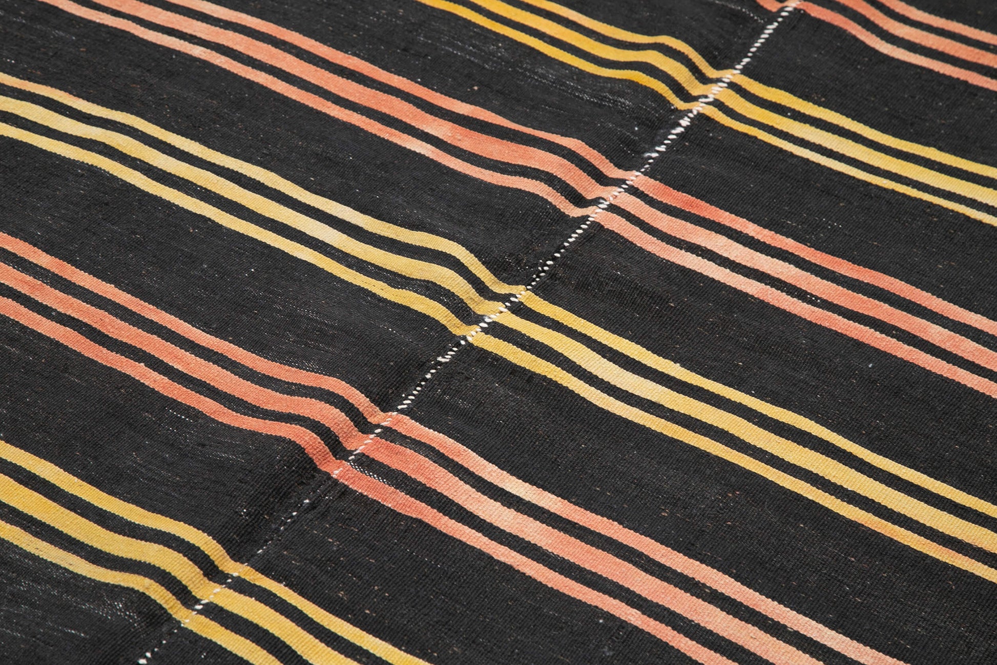 Striped Kilim Kahverengi Çizgili Keçi Tüyü El Dokuma Halısı 198x307 Agacan
