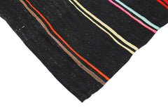 Striped Kilim Kahverengi Çizgili Keçi Tüyü El Dokuma Halısı 213x323 Agacan