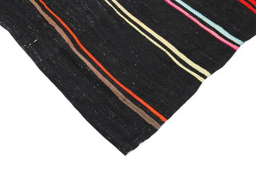 Striped Kilim Kahverengi Çizgili Keçi Tüyü El Dokuma Halısı 213x323 Agacan