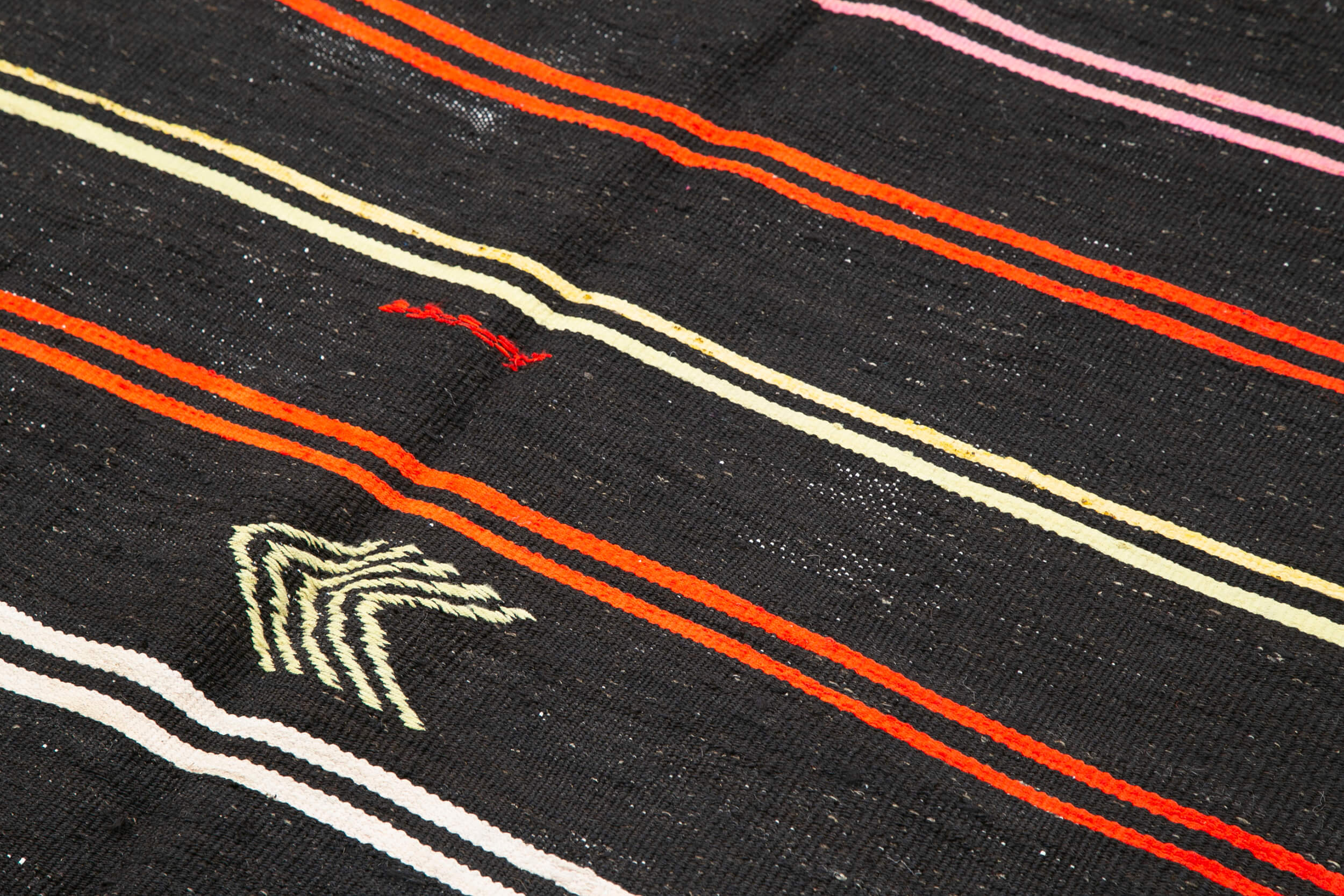 Striped Kilim Kahverengi Çizgili Keçi Tüyü El Dokuma Halısı 213x323 Agacan