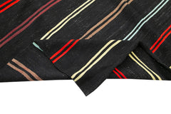 Striped Kilim Kahverengi Çizgili Keçi Tüyü El Dokuma Halısı 213x323 Agacan