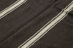 Striped Kilim Kahverengi Çizgili Keçi Tüyü El Dokuma Halısı 229x285 Agacan
