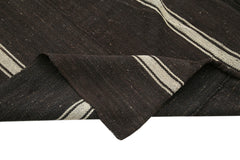 Striped Kilim Kahverengi Çizgili Keçi Tüyü El Dokuma Halısı 229x285 Agacan