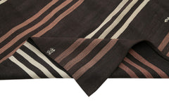 Striped Kilim Kahverengi Çizgili Keçi Tüyü El Dokuma Halısı 225x338 Agacan