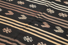 Striped Kilim Kahverengi Çizgili Keçi Tüyü El Dokuma Halısı 198x328 Agacan