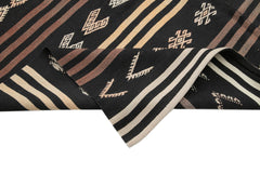 Striped Kilim Kahverengi Çizgili Keçi Tüyü El Dokuma Halısı 198x328 Agacan