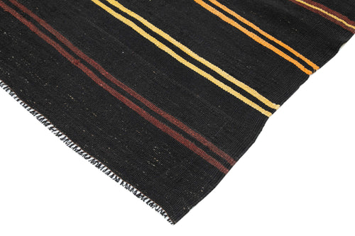 Striped Kilim Kahverengi Çizgili Keçi Tüyü El Dokuma Halısı 202x345 Agacan