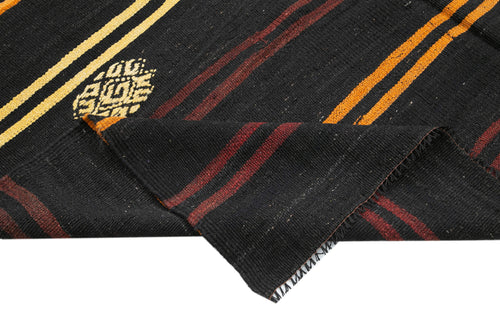 Striped Kilim Kahverengi Çizgili Keçi Tüyü El Dokuma Halısı 202x345 Agacan