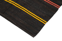 Striped Kilim Kahverengi Çizgili Keçi Tüyü El Dokuma Halısı 172x418 Agacan