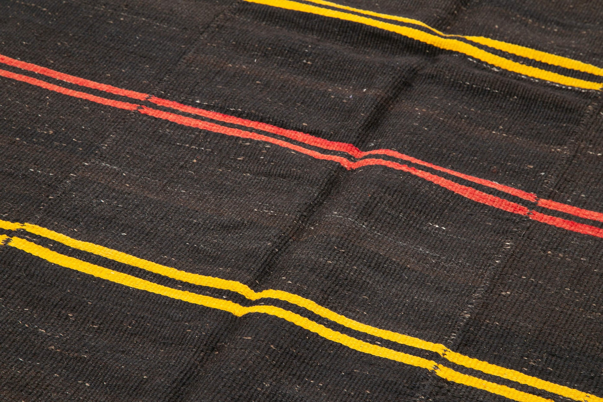 Striped Kilim Kahverengi Çizgili Keçi Tüyü El Dokuma Halısı 172x418 Agacan