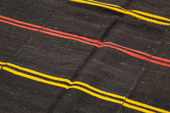 Striped Kilim Kahverengi Çizgili Keçi Tüyü El Dokuma Halısı 172x418 Agacan