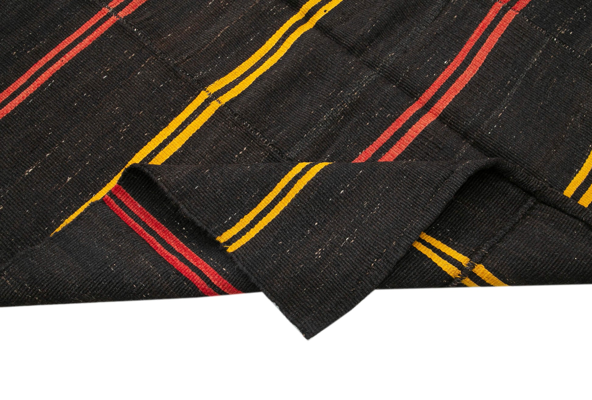 Striped Kilim Kahverengi Çizgili Keçi Tüyü El Dokuma Halısı 172x418 Agacan