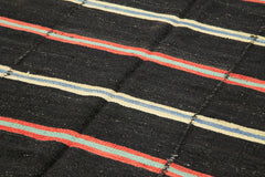Striped Kilim Kahverengi Çizgili Keçi Tüyü El Dokuma Halısı 200x373 Agacan