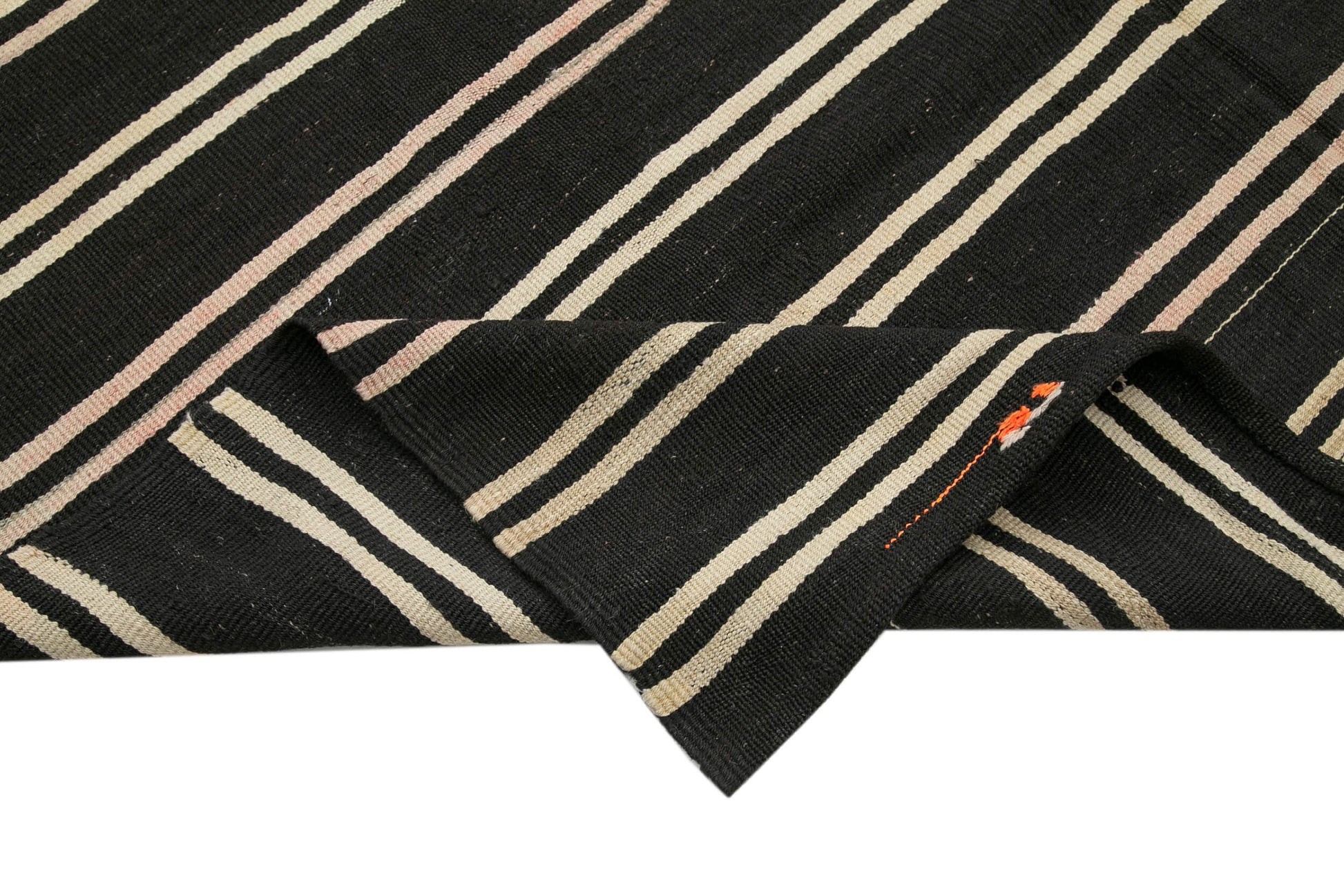 Striped Kilim Kahverengi Çizgili Keçi Tüyü El Dokuma Halısı 203x340 Agacan