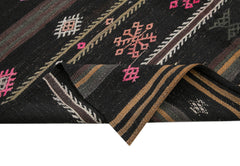 Striped Kilim Kahverengi Çizgili Keçi Tüyü El Dokuma Halısı 205x338 Agacan