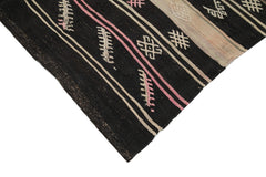 Striped Kilim Kahverengi Çizgili Keçi Tüyü El Dokuma Halısı 193x328 Agacan