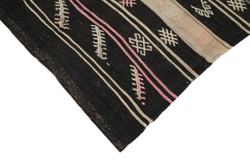 Striped Kilim Kahverengi Çizgili Keçi Tüyü El Dokuma Halısı 193x328 Agacan