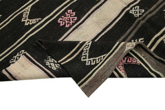 Striped Kilim Kahverengi Çizgili Keçi Tüyü El Dokuma Halısı 193x328 Agacan