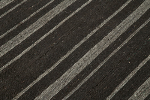 Striped Kilim Kahverengi Çizgili Keçi Tüyü El Dokuma Halısı 182x275 Agacan